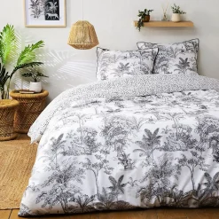 Future Home Parure de lit 2 personnes en coton 57 fils imprimé blanc 240x220cm* Parure De Lit