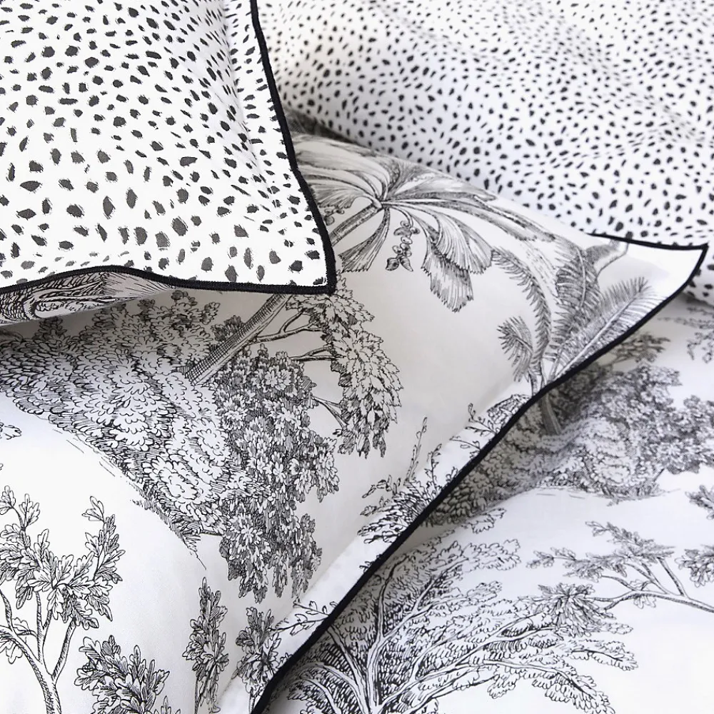 Future Home Parure de lit 2 personnes en coton 57 fils imprimé blanc 240x220cm* Parure De Lit