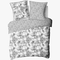 Future Home Parure de lit 2 personnes en coton 57 fils imprimé blanc 240x220cm* Parure De Lit