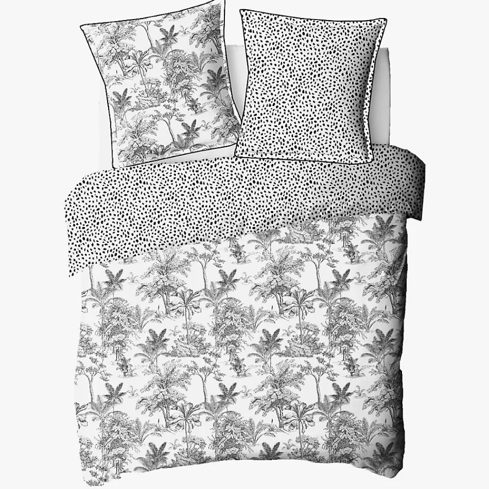 Future Home Parure de lit 2 personnes en coton 57 fils imprimé blanc 240x220cm* Parure De Lit