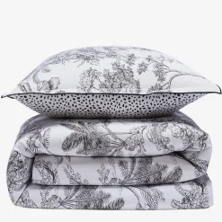 Future Home Parure de lit 2 personnes en coton 57 fils imprimé blanc 240x220cm* Parure De Lit
