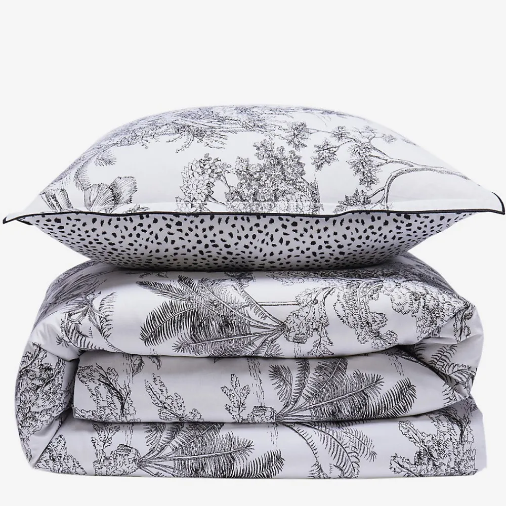 Future Home Parure de lit 2 personnes en coton 57 fils imprimé blanc 240x220cm* Parure De Lit