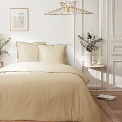 Parure de lit 2 personnes en satin de coton unie 240x220cm>Future Home