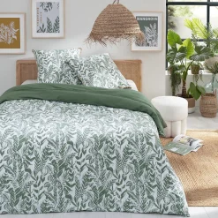 Future Home Parure de lit 2 personnes tropical réversible unie 240x220cm* Parure De Lit
