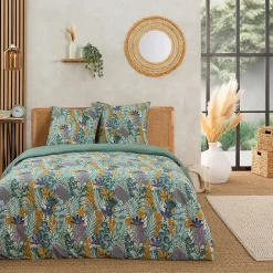 Parure de lit 2 personnes végétal tropical réversible 240x220cm>Future Home Sale
