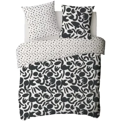 Parure de lit 2 personnes géométrique bicolore 260x240cm><noscript><img width=