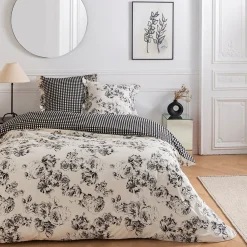 Future Home Parure de lit 2 personnes en coton 57 fils imprimé ecru 260x240cm* Parure De Lit