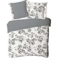 Future Home Parure de lit 2 personnes en coton 57 fils imprimé ecru 260x240cm* Parure De Lit