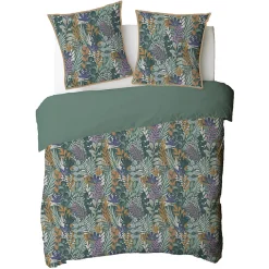 Parure de lit 2 personnes végétal tropical réversible 260x240cm><noscript><img width=