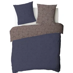Parure de lit 2 personnes en coton 57 fils imprimé bleu 240x220cm><noscript><img width=