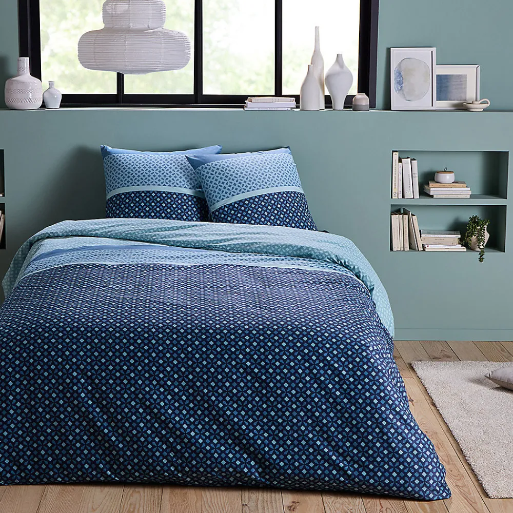 Parure de lit 2 personnes géométrique en microfibre 200x200cm>Future Home Clearance