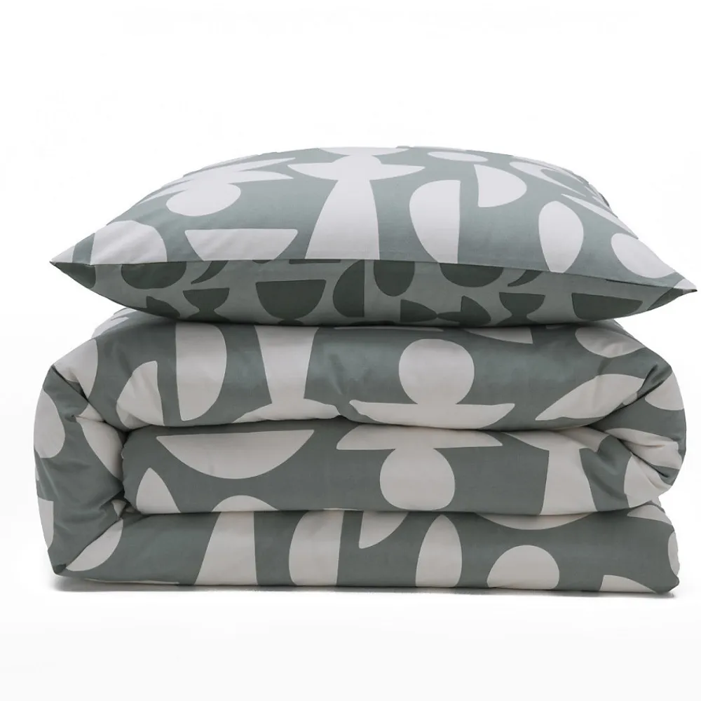 Parure de lit 2 personnes en coton 57 fils imprimé vert 240x220cm>Future Home Clearance