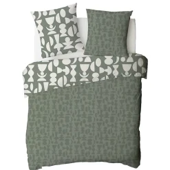 Parure de lit 2 personnes en coton 57 fils imprimé vert 240x220cm><noscript><img width=