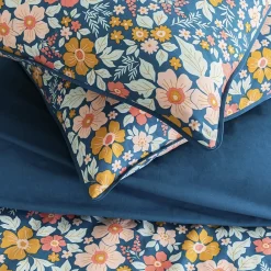 Future Home Parure de lit 2 personnes en coton 57 fils imprimé bleu 240x220cm* Parure De Lit