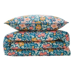 Future Home Parure de lit 2 personnes en coton 57 fils imprimé bleu 240x220cm* Parure De Lit