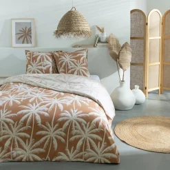 Future Home Parure de lit 2 personnes en coton 57 fils imprimé camel 260x240cm* Parure De Lit