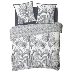 Future Home Parure de lit 2 personnes en coton 57 fils imprimé blanc 240x220cm* Parure De Lit