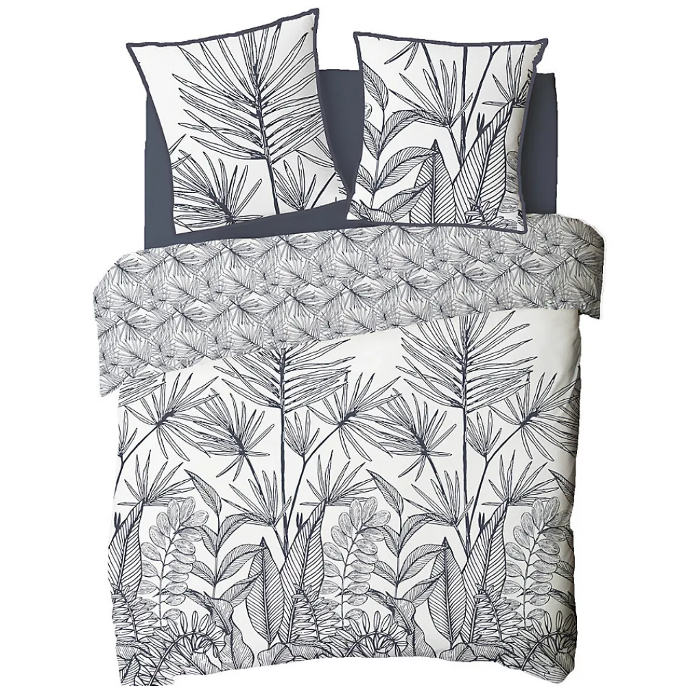 Future Home Parure de lit 2 personnes en coton 57 fils imprimé blanc 240x220cm* Parure De Lit