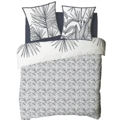 Future Home Parure de lit 2 personnes en coton 57 fils imprimé blanc 240x220cm* Parure De Lit