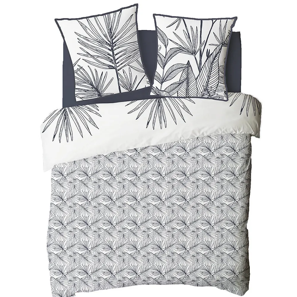 Future Home Parure de lit 2 personnes en coton 57 fils imprimé blanc 240x220cm* Parure De Lit