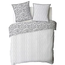 Future Home Parure de lit 2 personnes feuillage et rayures en coton 240x220cm* Parure De Lit