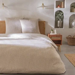 Future Home Parure de lit 2 personnes en coton 57 fils imprimé beige 260x240cm* Parure De Lit