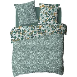 Future Home Parure de lit 2 personnes en coton 57 fils imprimé vert 260x240cm* Parure De Lit