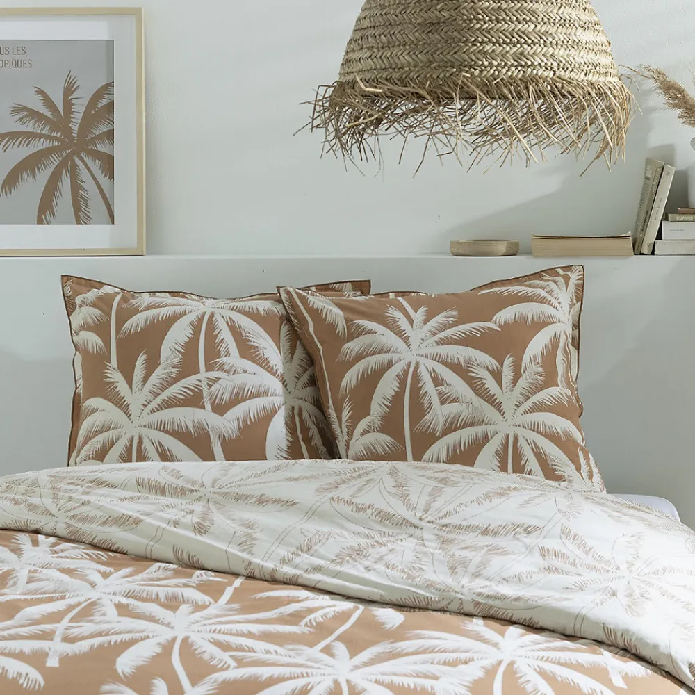 Parure de lit 2 personnes en coton 57 fils imprimé camel 240x220cm>Future Home Discount