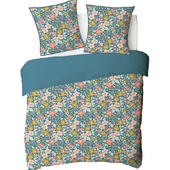 Future Home Parure de lit 2 personnes en coton 57 fils imprimé bleu 260x240cm* Parure De Lit