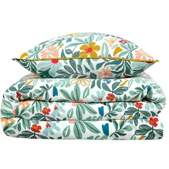 Parure de lit 2 personnes en satin de coton imprimé floral 240x220cm><noscript><img width=