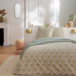 Parure de lit 2 personnes floral charme rayé 260x240cm>Future Home New