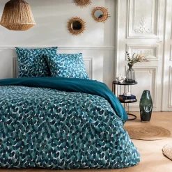 Parure de lit 2 personnes géométrique marine en coton 240x220cm>Future Home Hot