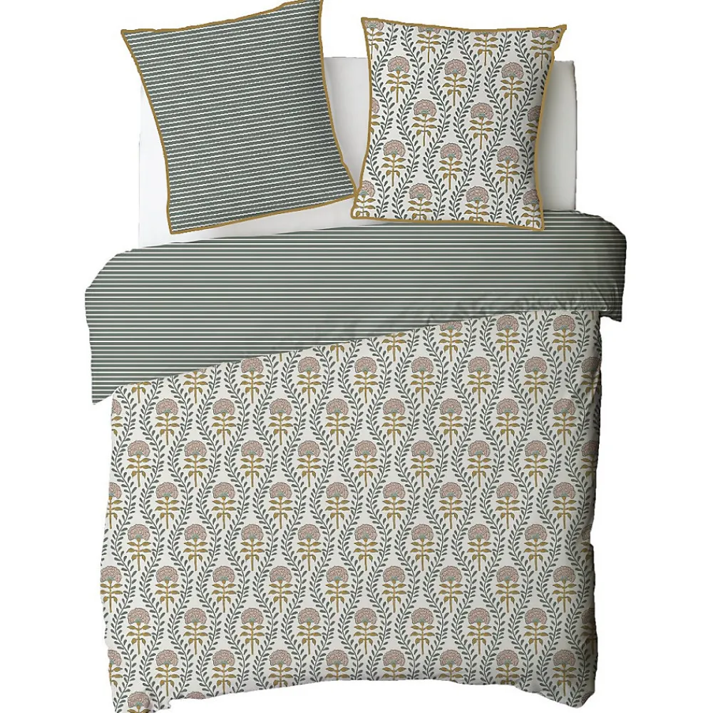 Parure de lit 2 personnes floral charme rayé 240x220cm>Future Home Outlet