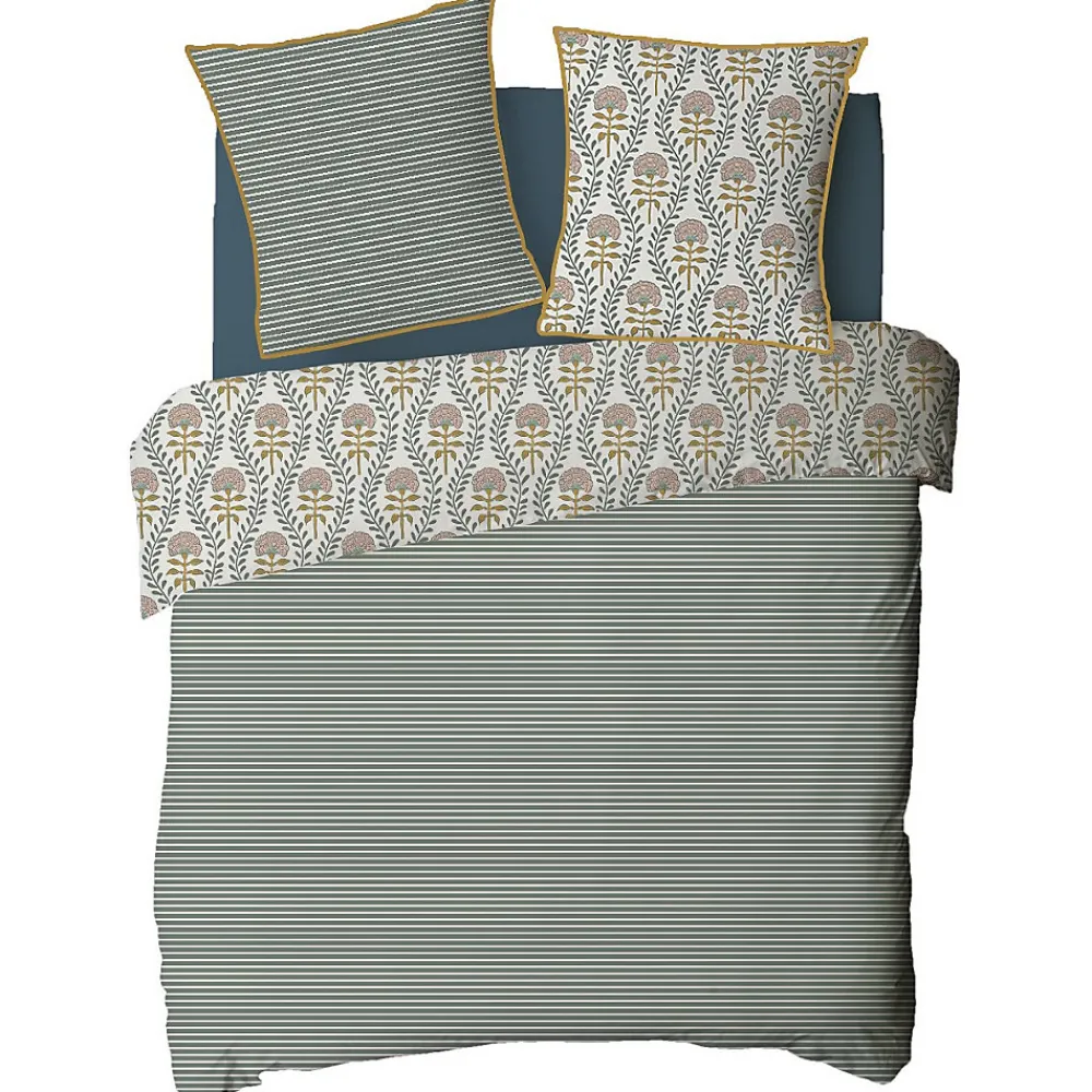 Parure de lit 2 personnes floral charme rayé 240x220cm>Future Home Outlet