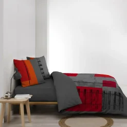 Parure de lit 2 personnes "Quadro" (240x220 cm - Gris anthracite)>Douceur D'Intérieur Discount