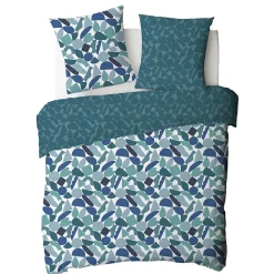 Parure de lit 2 personnes géométrique réversible en coton 240x220cm><noscript><img width=