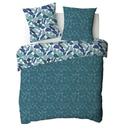 Parure de lit 2 personnes géométrique réversible en coton 240x220cm><noscript><img width=