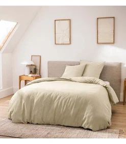 Douceur D'Intérieur Parure de Lit 3 Pièces 100% Coton Fils Teints Meline beige 260 x 240 cm* Parure De Lit