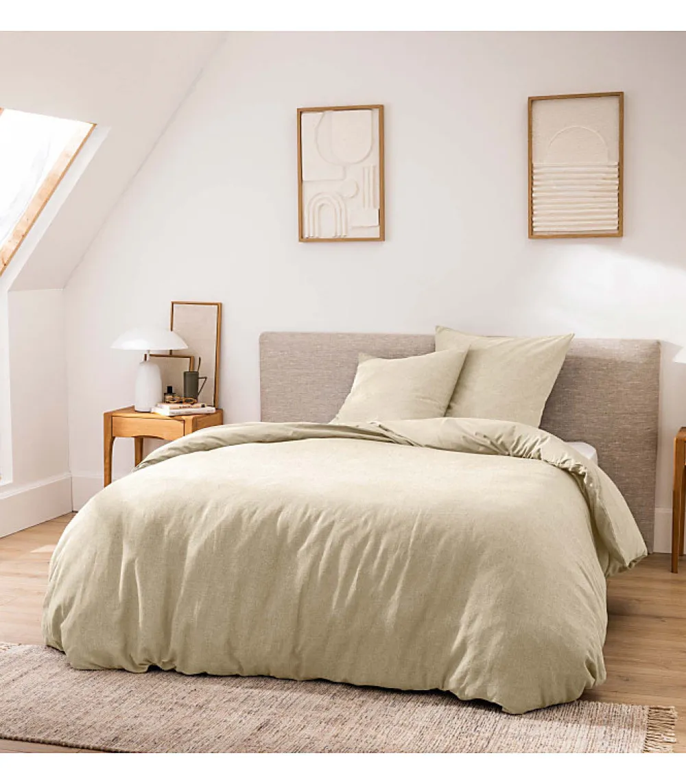 Douceur D'Intérieur Parure de Lit 3 Pièces 100% Coton Fils Teints Meline beige 260 x 240 cm* Parure De Lit