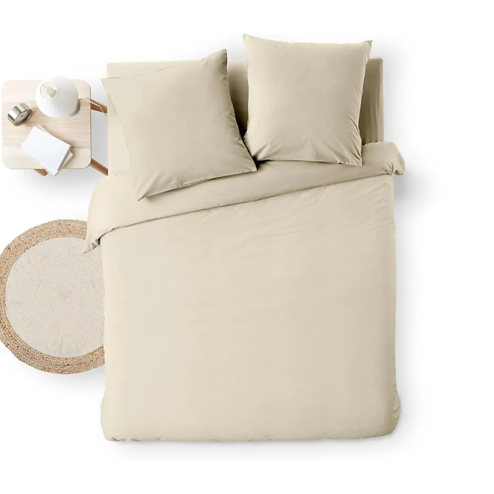 Douceur D'Intérieur Parure de Lit 3 Pièces 100% Coton Fils Teints Meline beige 260 x 240 cm* Parure De Lit