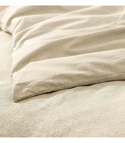 Douceur D'Intérieur Parure de Lit 3 Pièces 100% Coton Fils Teints Meline beige 260 x 240 cm* Parure De Lit