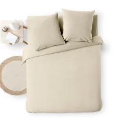 Parure de Lit 3 Pièces 100% Coton Fils Teints Meline beige 240 x 220 cm>Douceur D'Intérieur