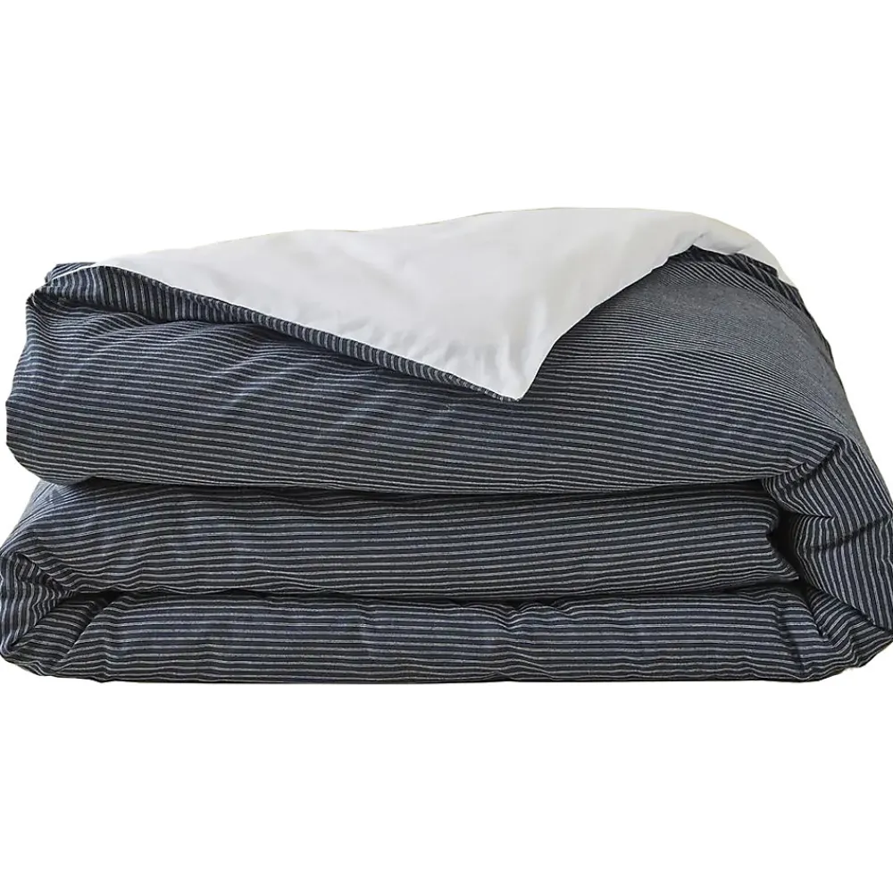 Parure de lit 3 pièces : housse 260x240 cm et taies 50x70 cm coton BRIXTON à rayures noires>Linnea Hot