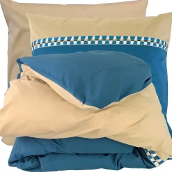 Linnea Parure de lit 3 pièces : housse 260x240 cm et taies 65x65 cm en percale de coton LINOA bleu cobalt* Parure De Lit