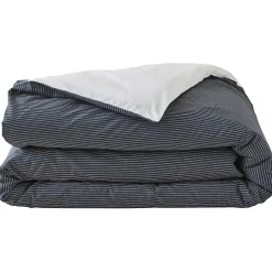 Parure de lit 3 pièces : housse 200x200 cm et taie 50x70 cm coton BRIXTON à rayures noires><noscript><img width=