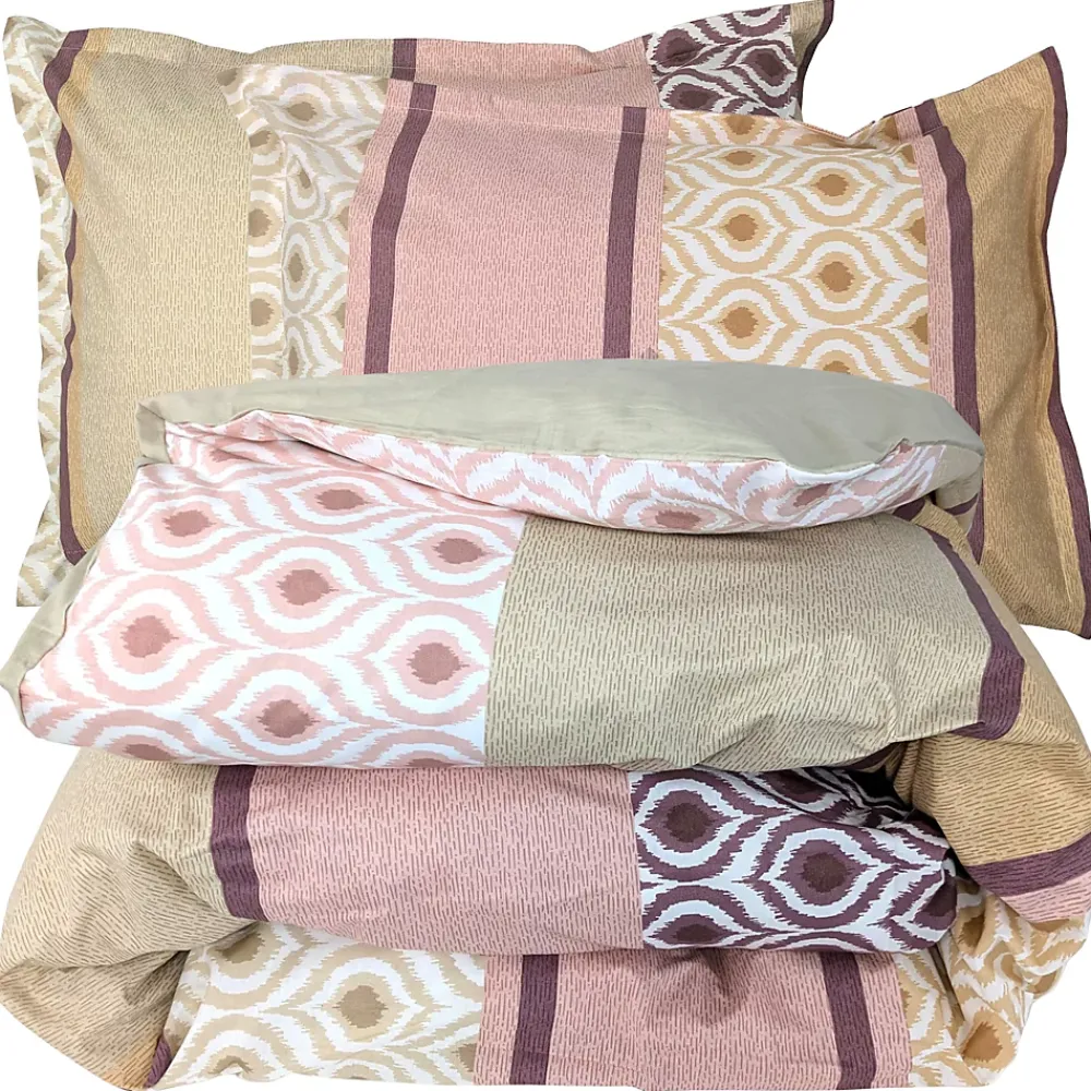 Linnea Parure de lit 3 pièces : housse 240x220 cm et taies 50x70 cm coton INOUK rose/beige* Parure De Lit