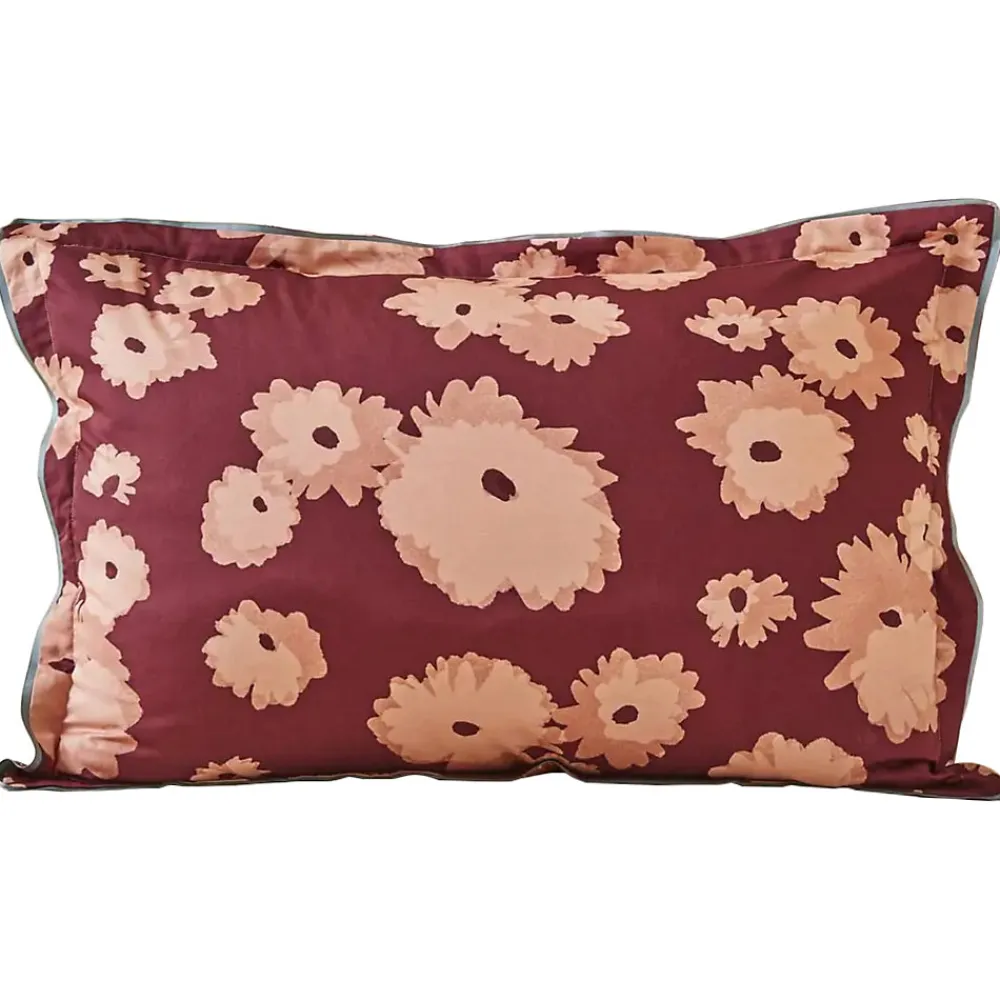 Parure de lit 2 pièces : housse 140x200 cm et taie 50x80 cm satin de coton COUP DE FOUDRE prune/caramel>Linnea New