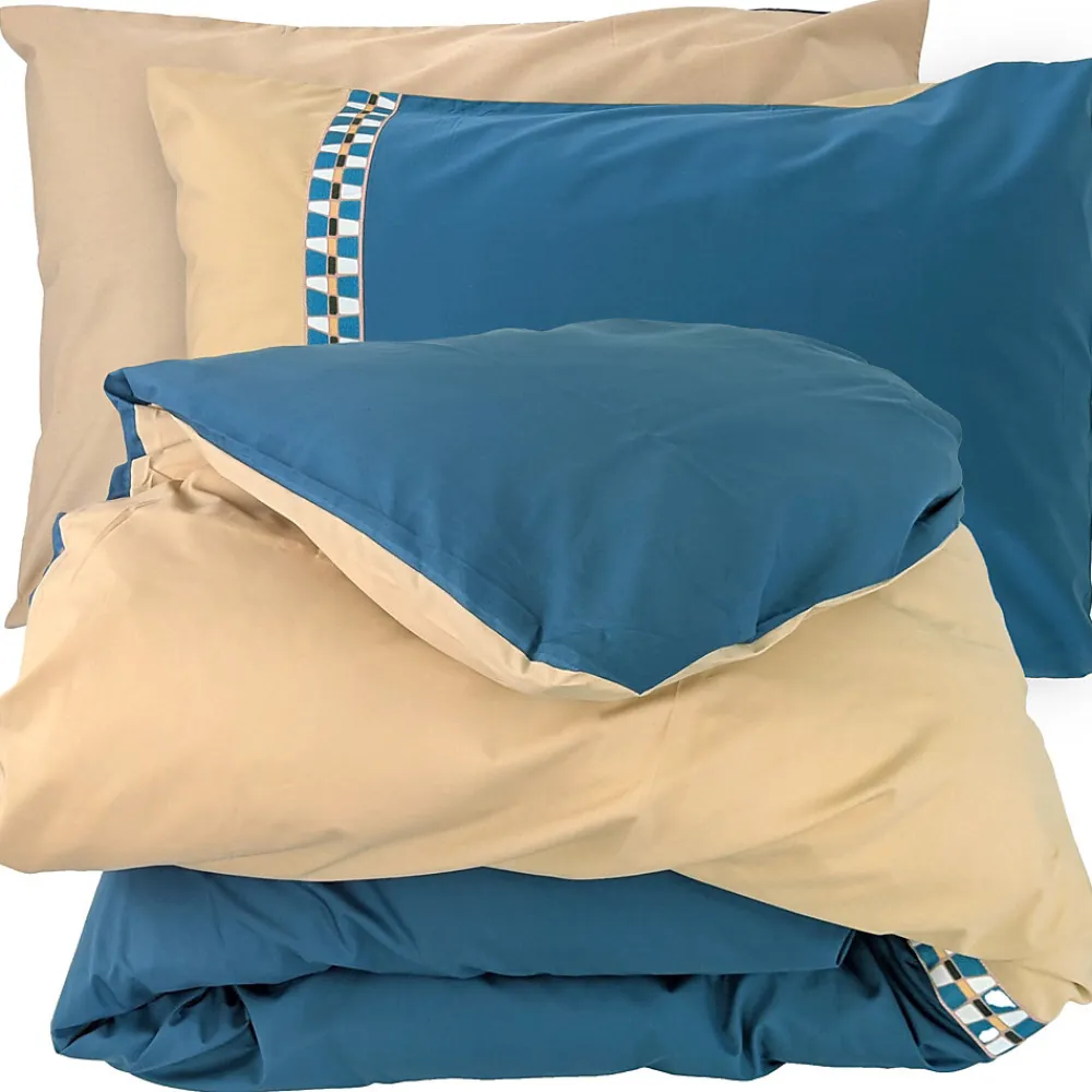 Parure de lit 3 pièces : housse 300x240 cm et taies 50x70 cm en percale de coton LINOA bleu cobalt>Linnea Outlet
