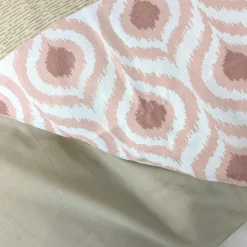 Parure de lit 2 pièces : housse 140x200 cm et taie 65x65 cm coton INOUK rose/beige><noscript><img width=
