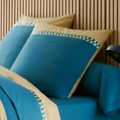 Linnea Parure de lit 3 pièces : housse 300x240 cm et taies 65x65 cm en percale de coton LINOA bleu cobalt* Parure De Lit